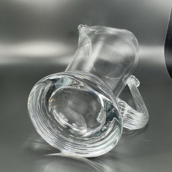 Vintage Clear Glass Crystal Pitcher Jug With Swirl Handle Made In Poland Glass - Picture 6 of 12